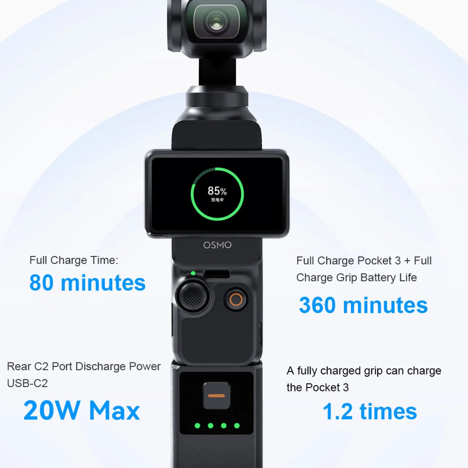 5000mAh Battery Grip For DJI Osmo Pocket 3 Portable Charging Handle With 21700 High-Density Cell 10W Pass-Through Charging Peaceful Pleasures Health and Wellness