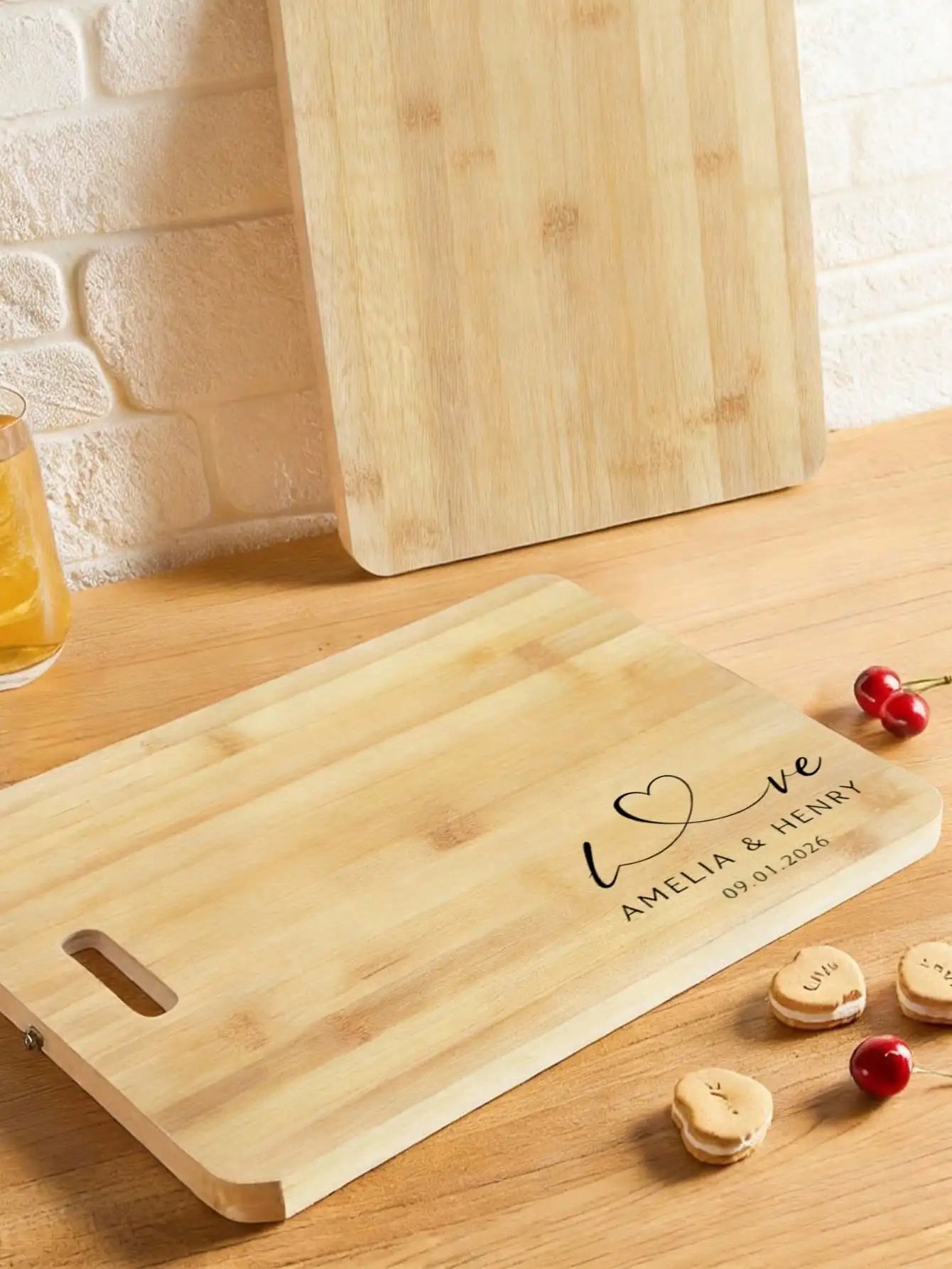 Custom Cutting Board Personalized Name Date Reversible Cheese Platter Tray Kitchen Decor Gift For Couples Wedding Anniversary Peaceful Pleasures Health and Wellness