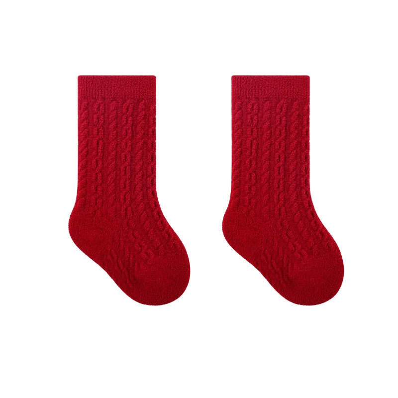 Kids Winter Fleece Floor Socks | Cute Stripe Warm 0–6Y