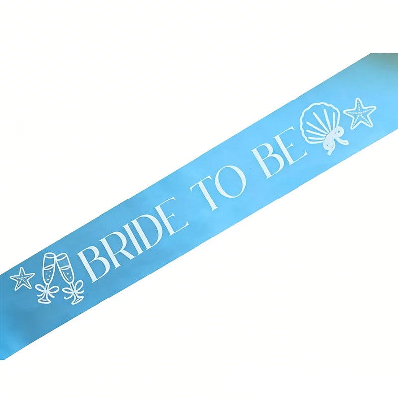 Bride To Be Beach Sash | Seashell Bachelorette Party Gift Bridal Party Sash Peaceful Pleasures Health and Wellness blue 9x150cm