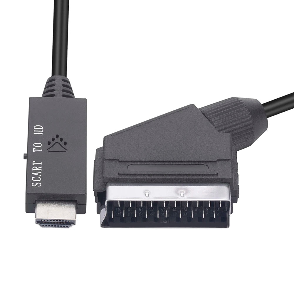 SCART to HDMI-compatible Converter Cable Video Audio Converter Adapter Scart in HDM Out Suport 720P/1080P Switch for HDTV DVD Peaceful Pleasures Health and Wellness