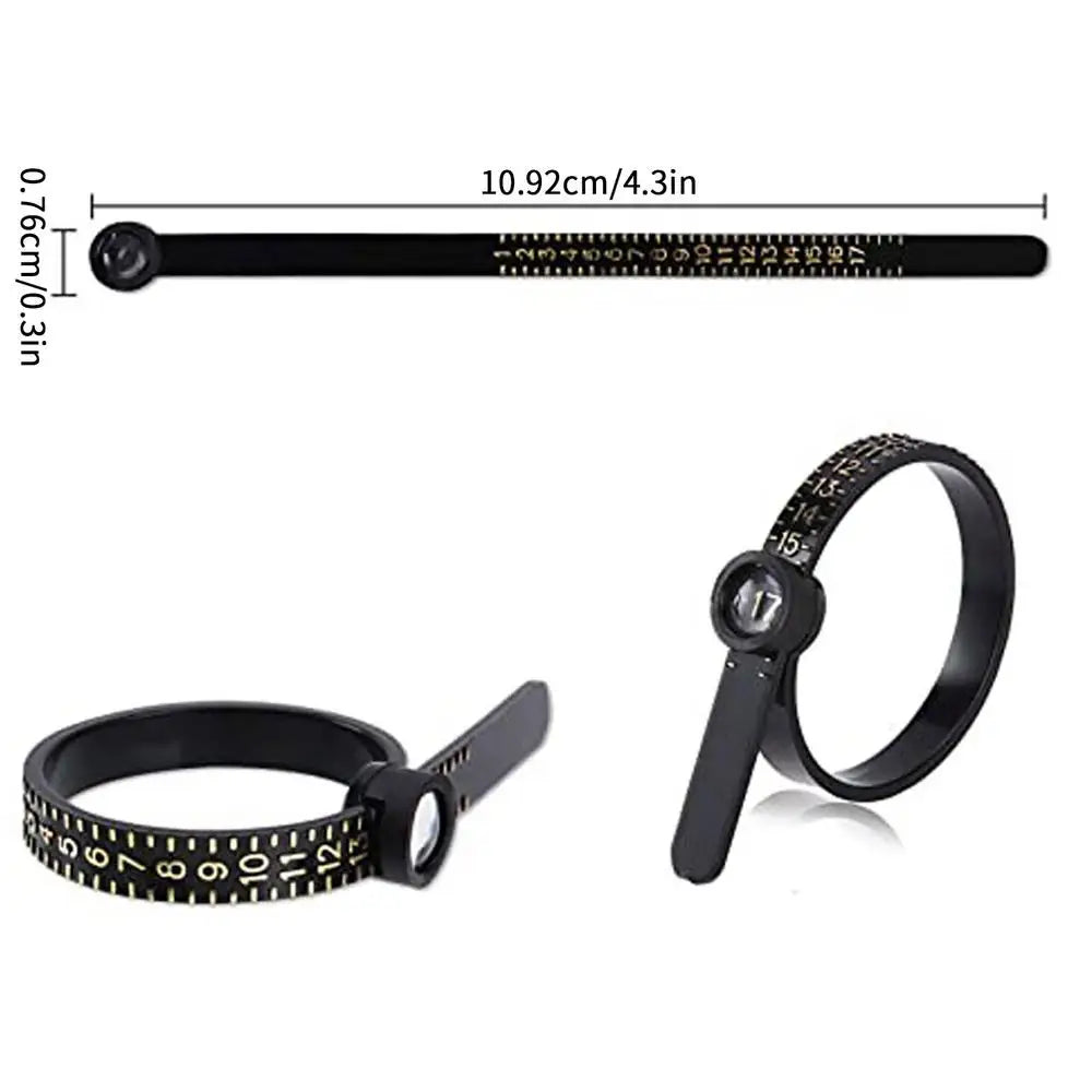 Professional Ring Sizer Tool with Magnifying Window | US 1–17