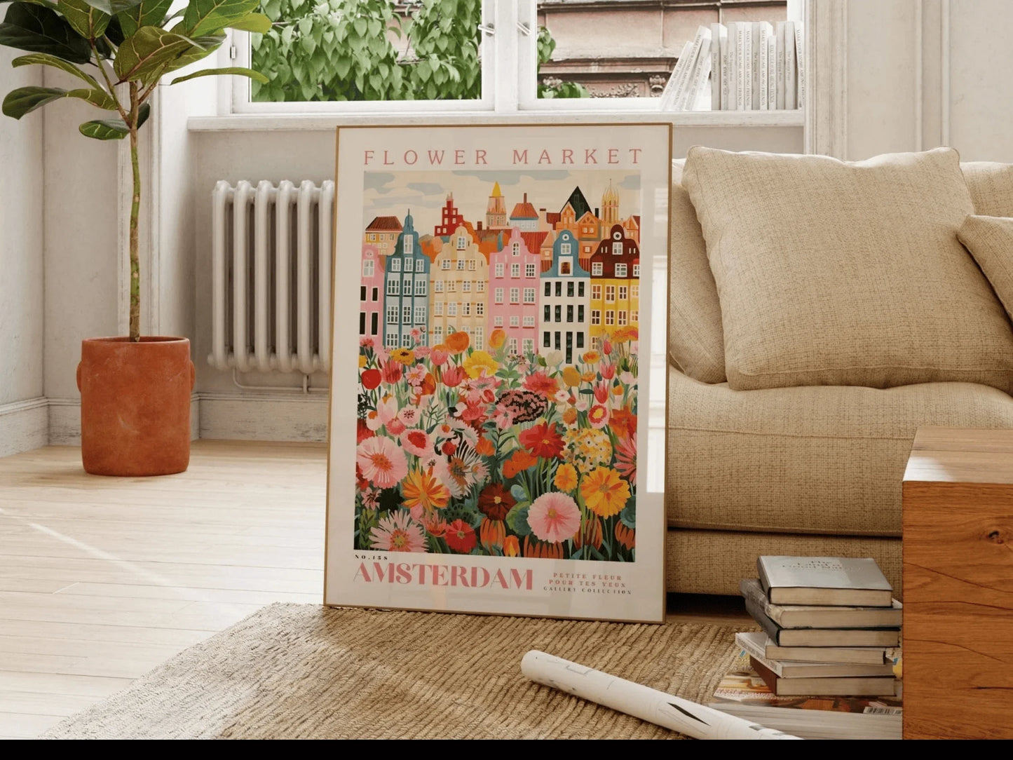 Amsterdam Flower Market Canvas Wall Art | Botanical Boho Print