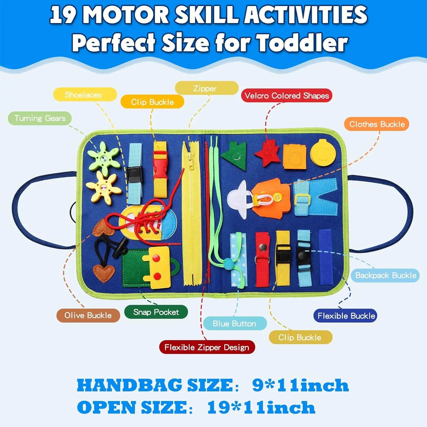Montessori Felt Busy Board – 25-in-1 Kids Travel Learning Toy