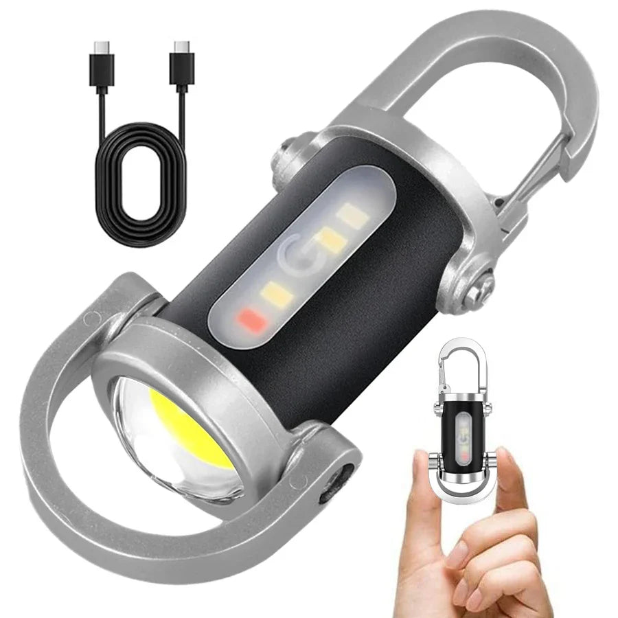 Mini COB LED Keychain Flashlight | USB-C Rechargeable, 6 Modes
