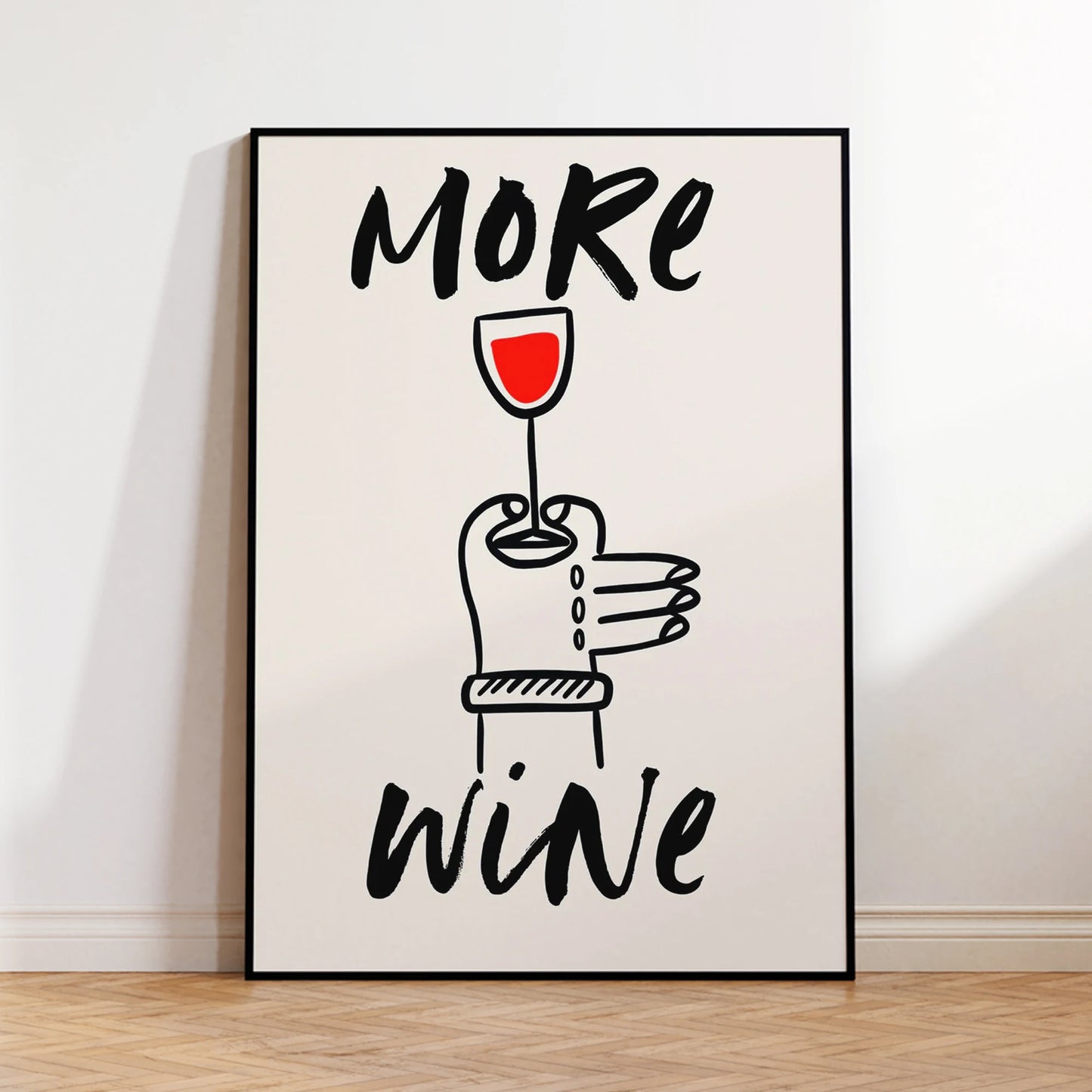Modern Minimalist "More Wine" Canvas Wall Art Print | Home Decor