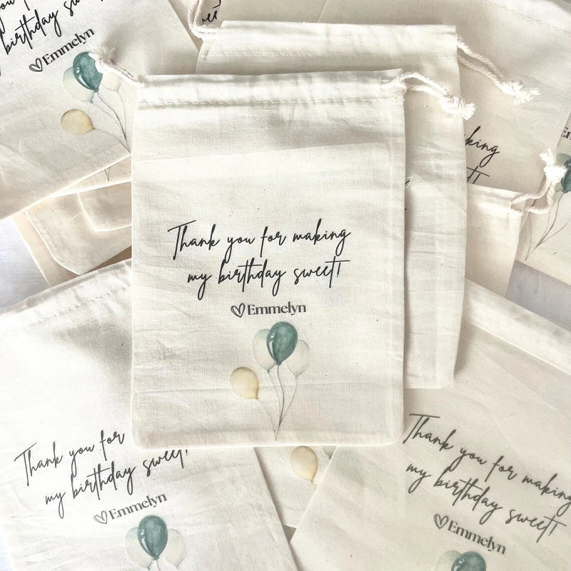 Personalized Watercolor Balloon Favor Bags | Baby Shower & Birthday
