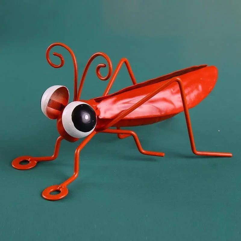 Metal Grasshopper Garden Sculpture – Colourful Outdoor Wall Art