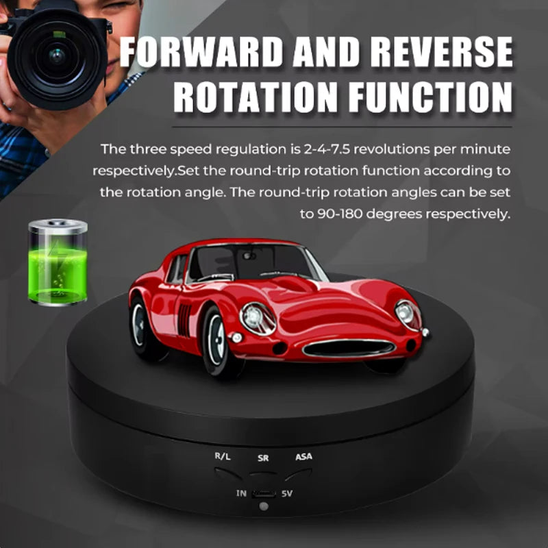Motorised Rotating Mirror Display Stand,360 Degree Turntable, Jewellery Holder,USB Power Supply, Rotating Shooting, Three Speeds Peaceful Pleasures Health and Wellness