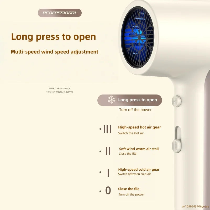 Popular Hotel/Home Wall Mounted Non Perforated Hair Dryer 1500W High-Power Blue Light Negative Ion Press Switch Hair Dryer Peaceful Pleasures Health and Wellness