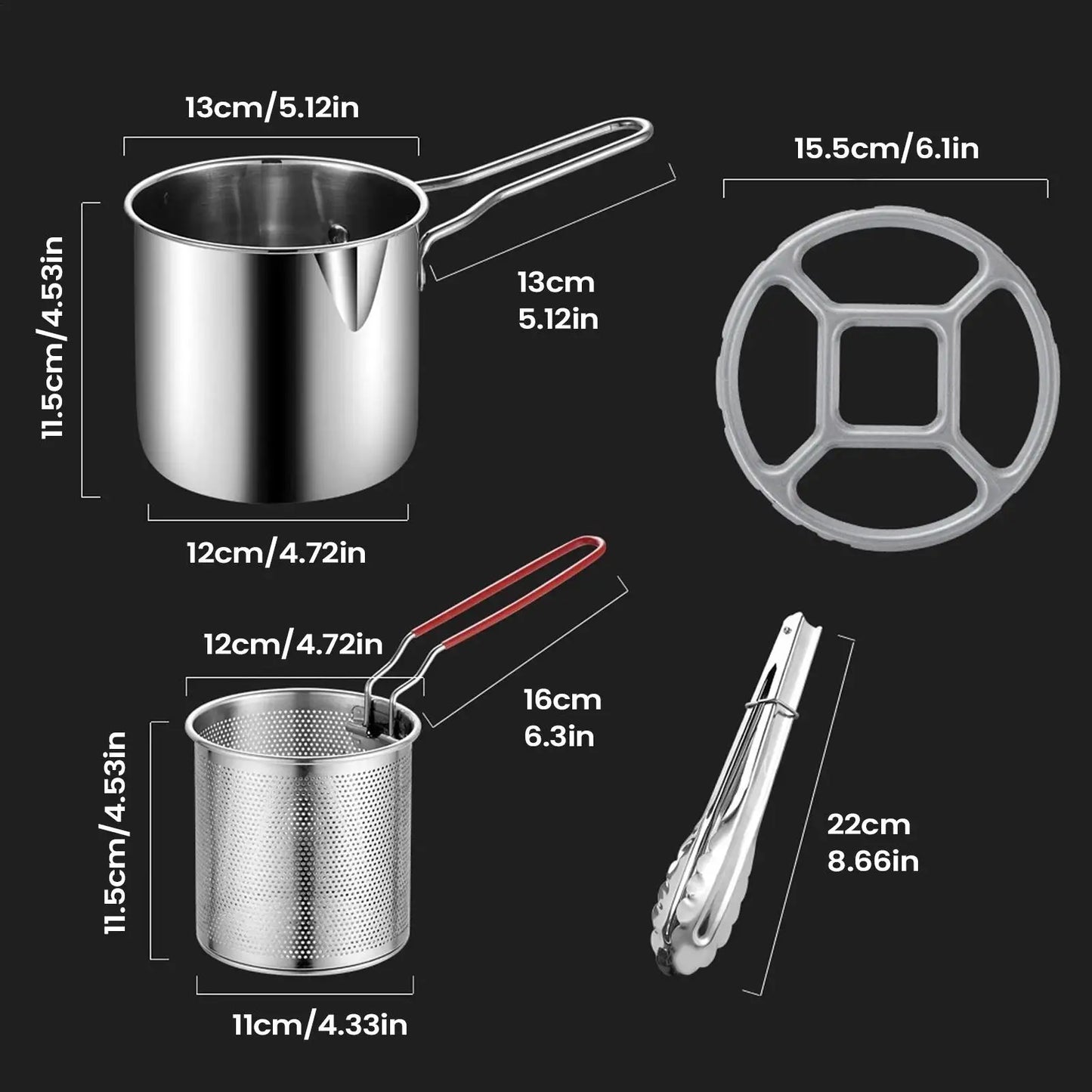 Stainless Steel Deep Fry Pot with Basket & Lid | Space-Saving