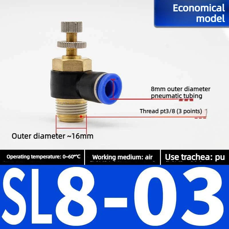 Quick Connect Pneumatic Air Speed Throttle Valve SL 4–12mm