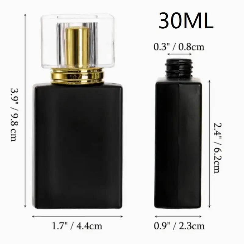 Matte Black Glass Perfume Spray Bottle 30ml 50ml | Refillable