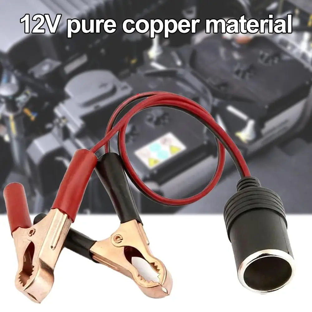 12V Battery Clip to Cigarette Lighter Socket Adapter | Pure Copper