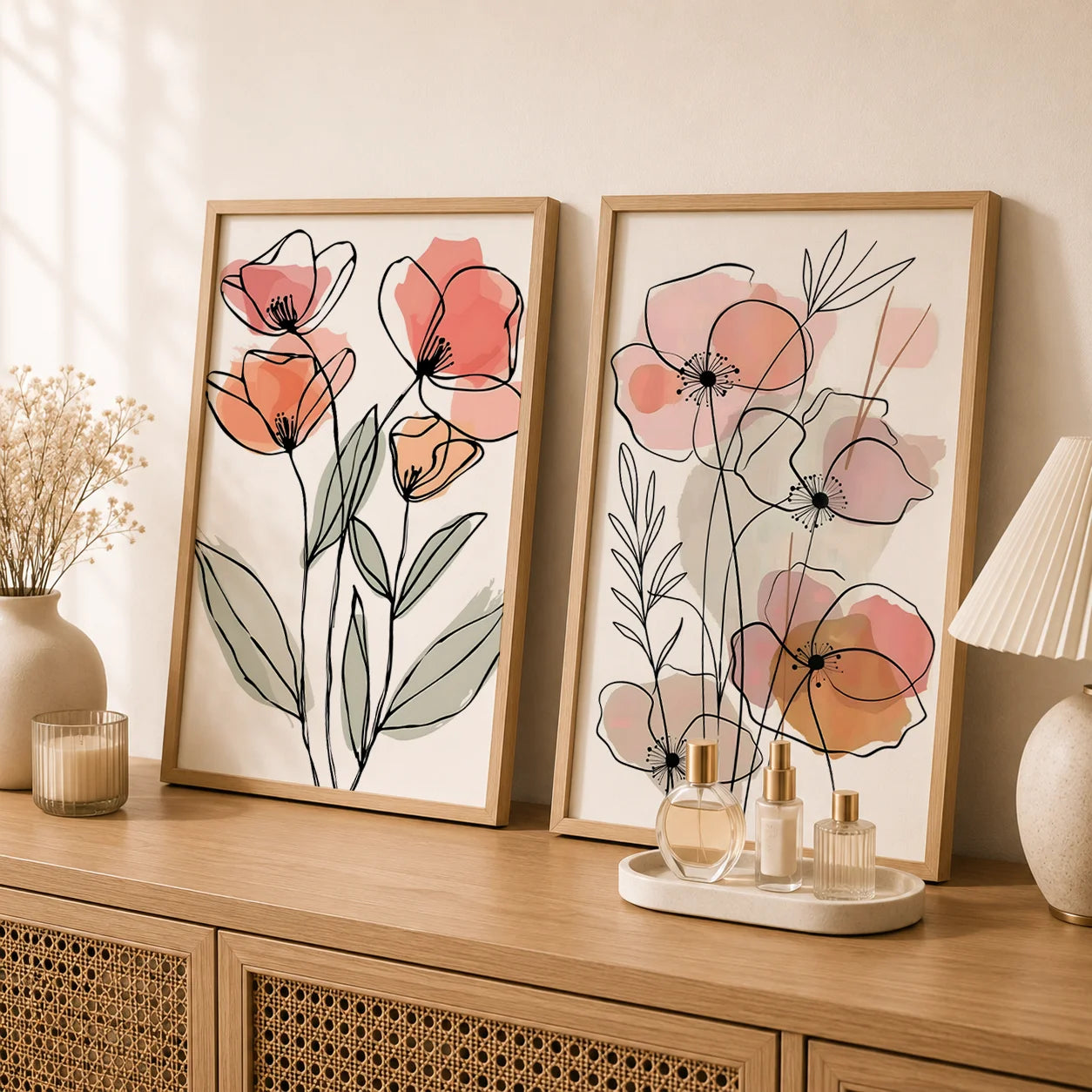 Nordic Tulip Canvas Wall Art | Minimalist Flower Poster Print Canvas Wall Art Peaceful Pleasures Health and Wellness