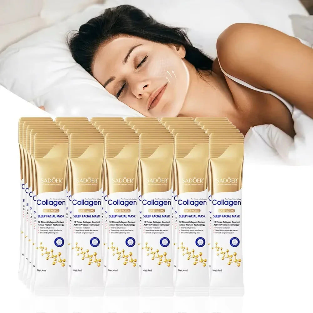 30pcs SADOER Collagen Sleeping Facial Masks Face skincare Moisturizing Brightening Firming Hydrating Face Mask Facial Skin Care Peaceful Pleasures Health and Wellness