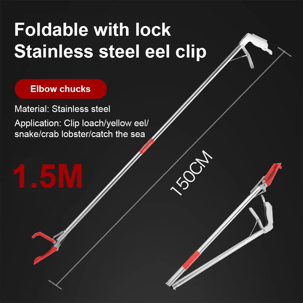 1.5m Foldable Snake Tongs – Stainless Steel Reptile Grabber