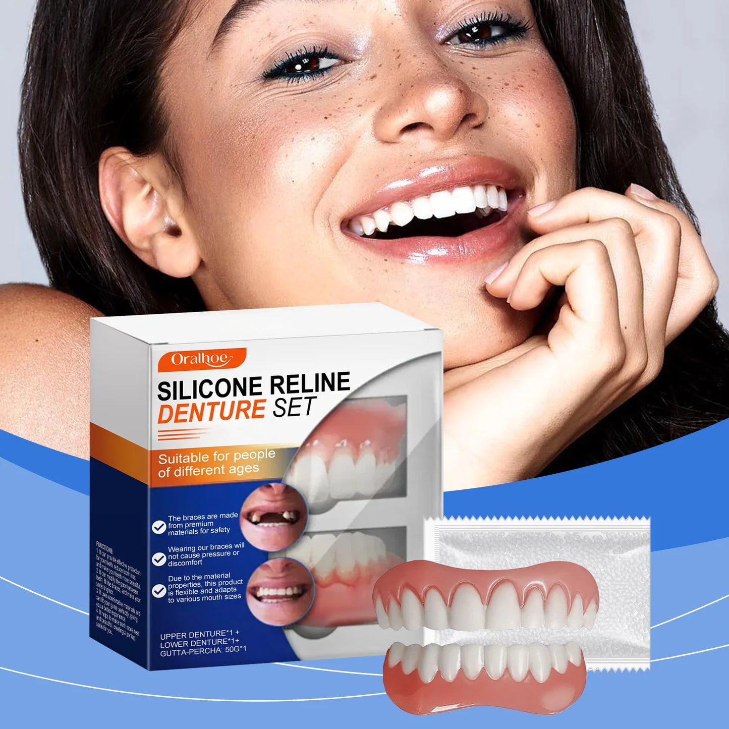 Oralhoe Soft Silicone Denture Liner Kit – Upper & Lower Set