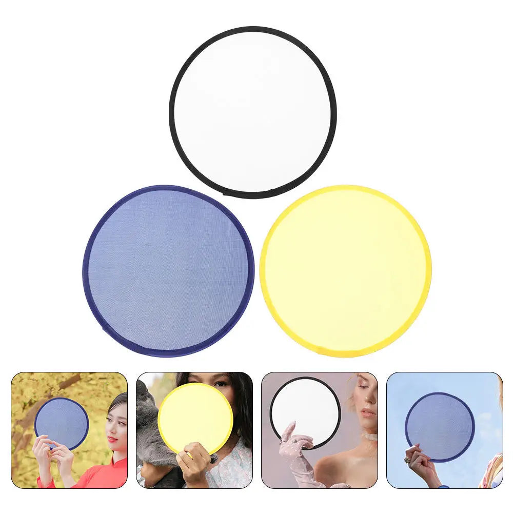 3Pcs Folding Round Fan Compact Portable Hand Fan Simple Elegant Design for Women Travel Handbag Backpack Everyday Use Peaceful Pleasures Health and Wellness Default Title