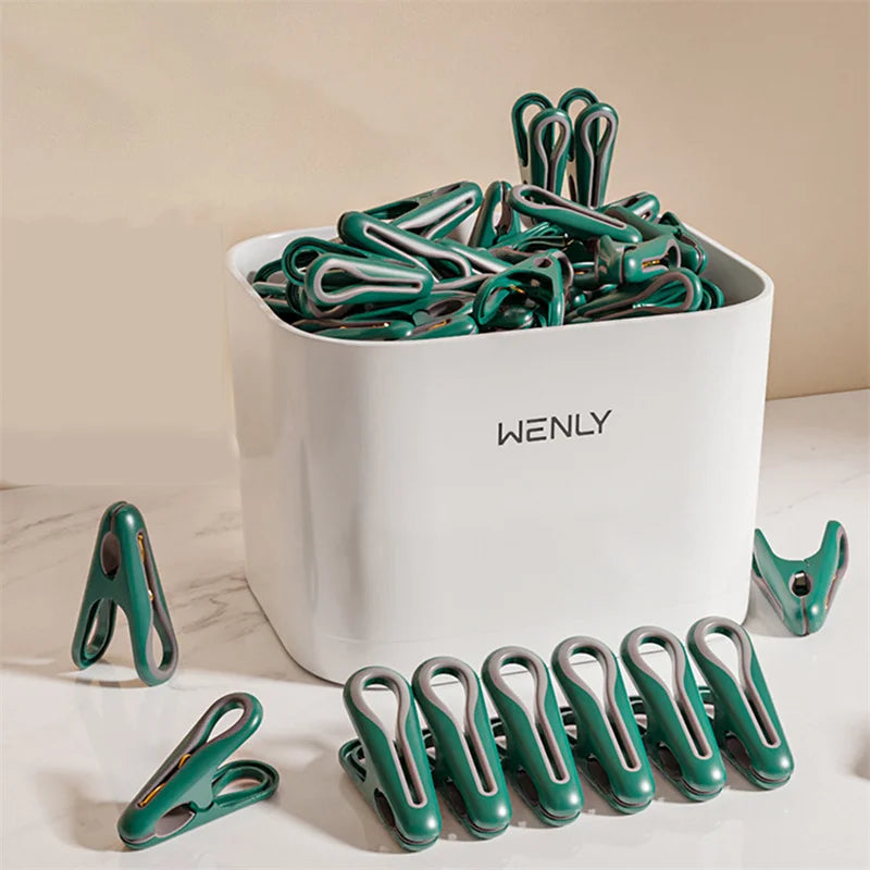 Clip Drying Clothes Without Traces Drying Clothespin Strong Fixed Socks Storage Basket Home Windproof Non-slip Dormitory Peaceful Pleasures Health and Wellness 24Pcs Green