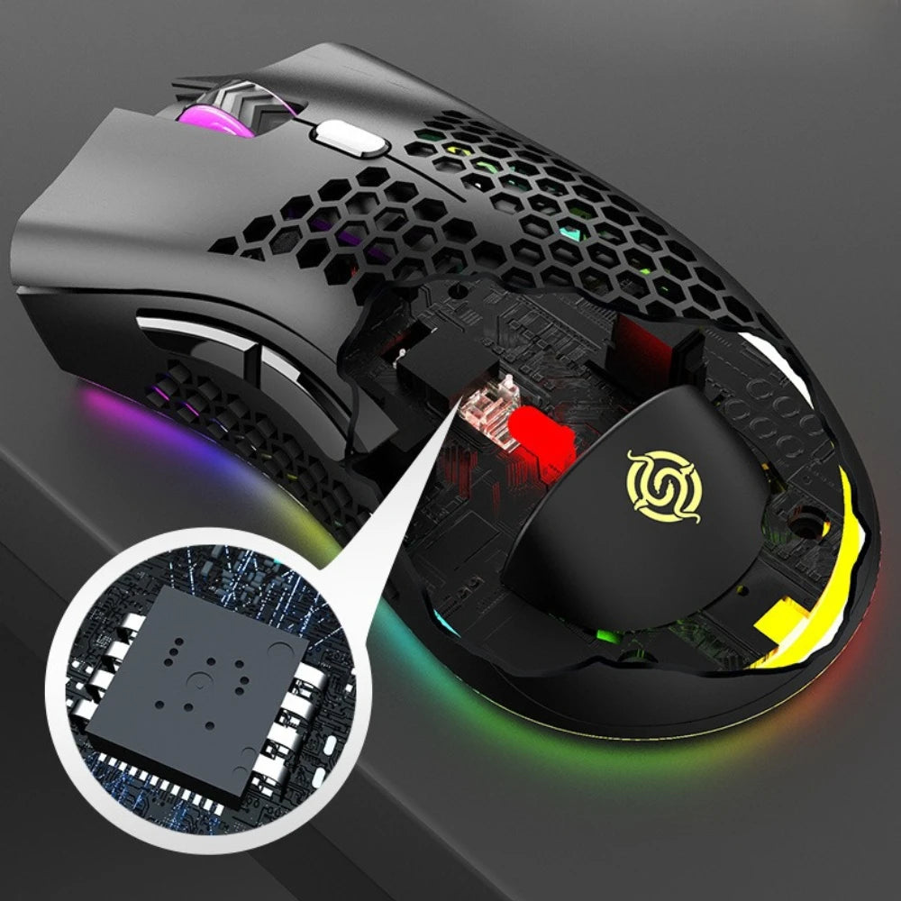 BM600 Rechargeable Gaming Mouse USB 2.4G Wireless RGB Light Ergonomics Gaming Mouse Desktop PC Computers Notebook Laptop Mouses Peaceful Pleasures Health and Wellness