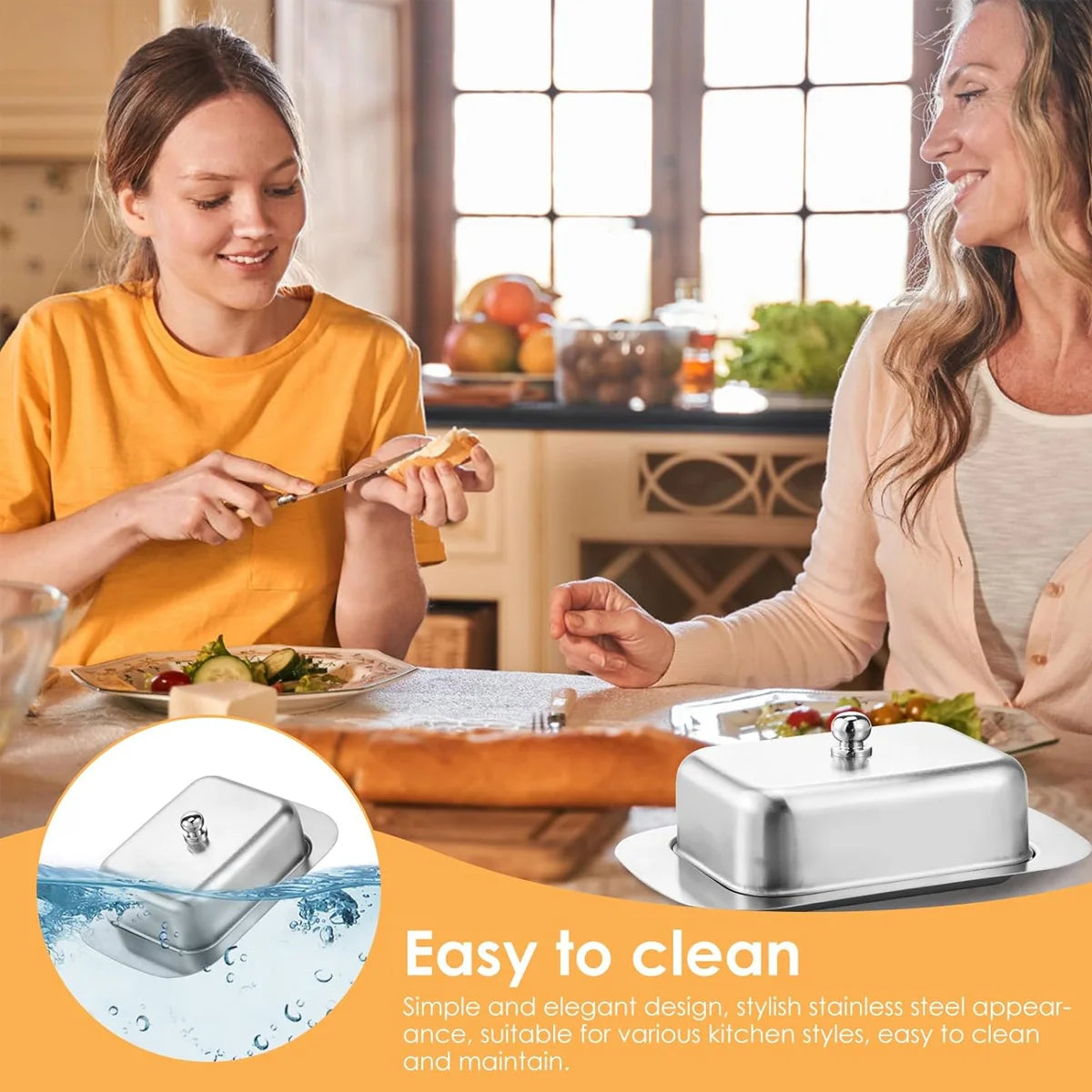 1PC Stainless Steel Butter Dish with Lid Handle Cover Design, Dessert Cheese Bread Box, Solid Cheese/Butter Container with Cover Peaceful Pleasures Health and Wellness