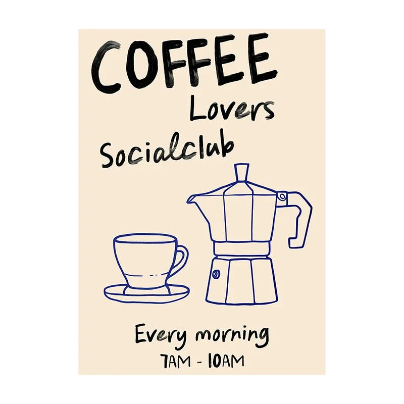 Funny Coffee Diver Canvas Wall Art | Kitchen Decor Print