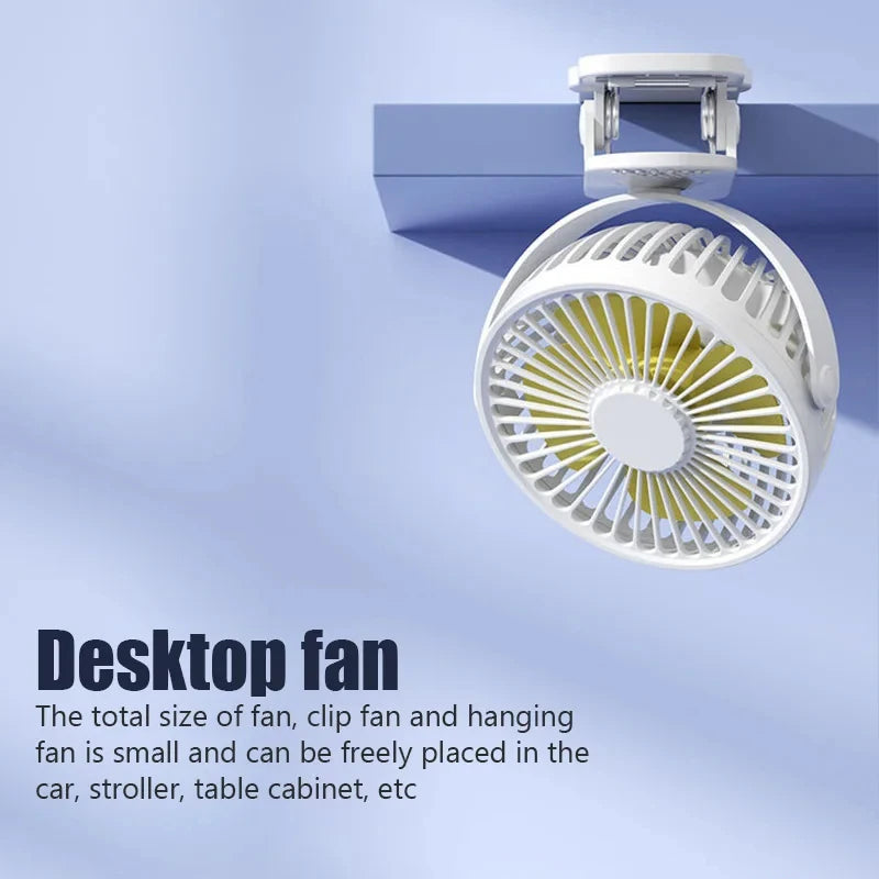 Portable USB Clip-On Mini Desk Fan | 3-Speed Quiet Cooling