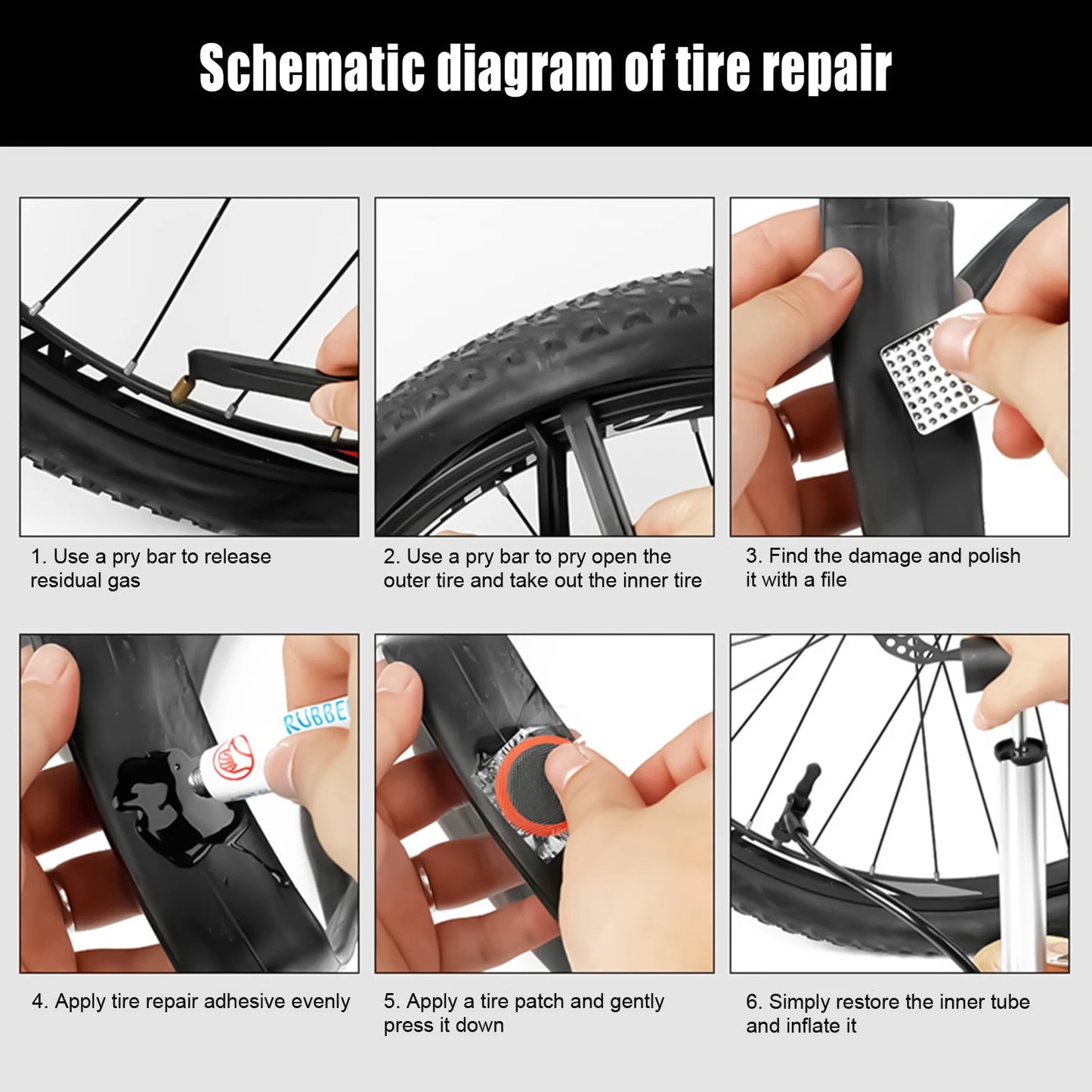 Cycling Tire Repair Kit Lightweight Material Widely Compatible Professional Repair Patch Suitable for Motorcycle Wheelchair Peaceful Pleasures Health and Wellness