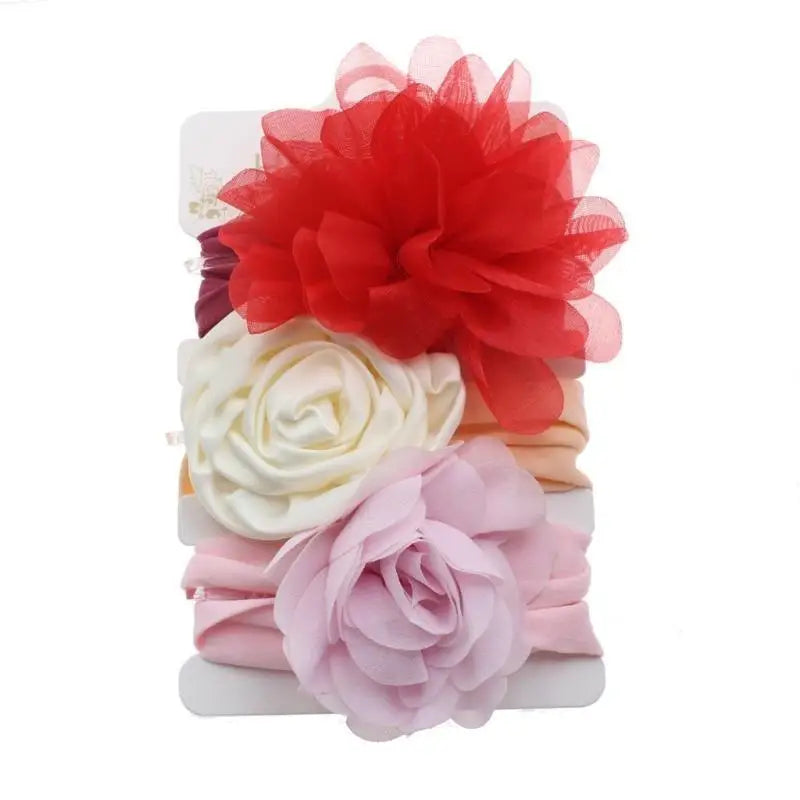 Baby Girl Floral Headband | Soft Nylon Elastic Hair Wrap 0–3Y