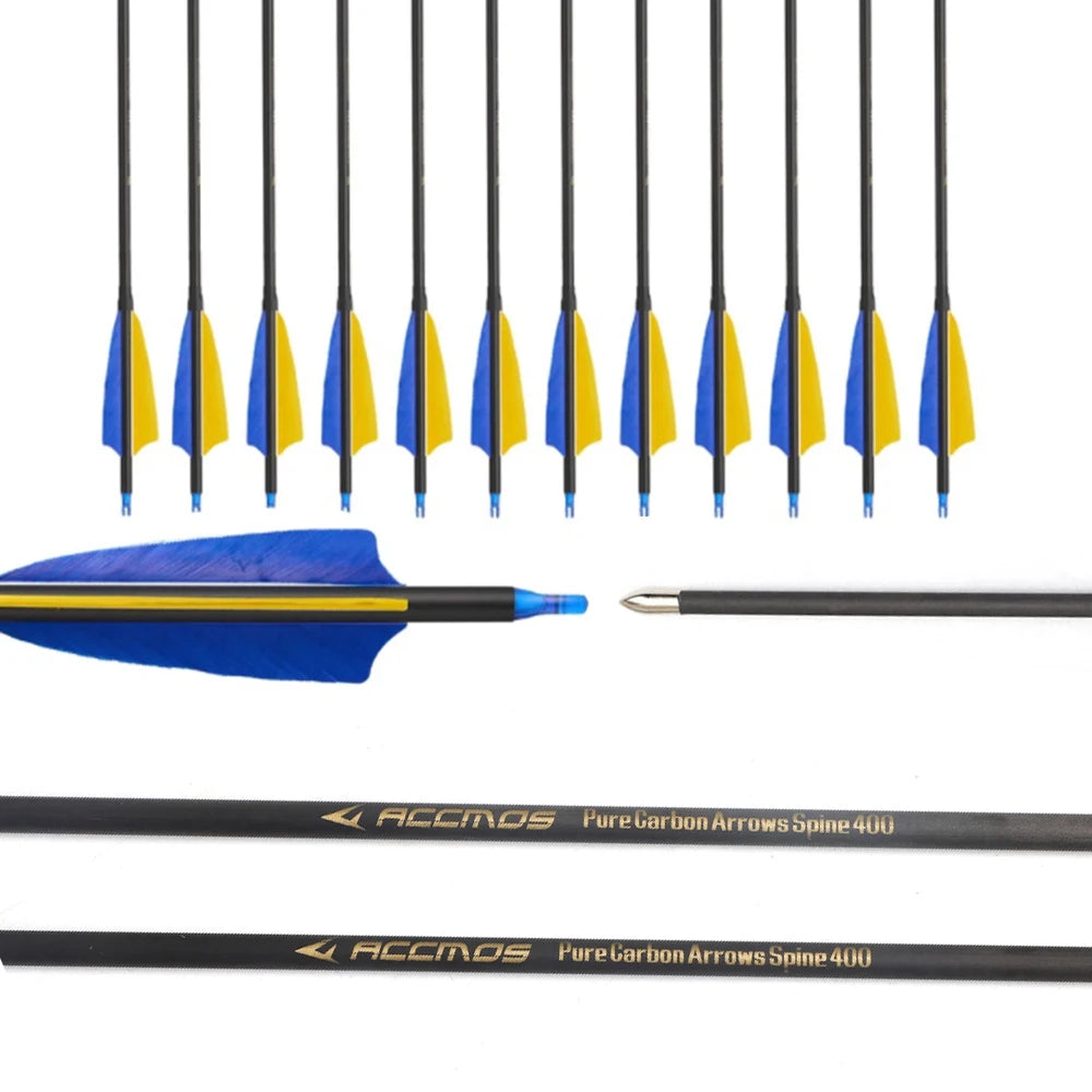 6 12 Pure Carbon Arrow ID4 28''30''31''Shaft Spine 300 400 500 600