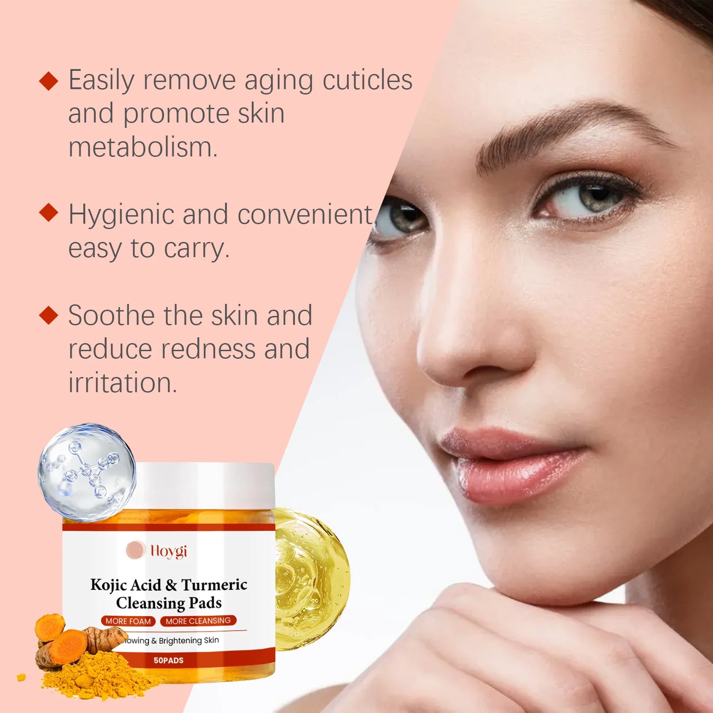 Turmeric Kojic Cleansing Pads for Face Fade Dark Spots Brighten Exfoliating Shrink Pores Oil Control Brighten Cleanser Skin Care Peaceful Pleasures Health and Wellness