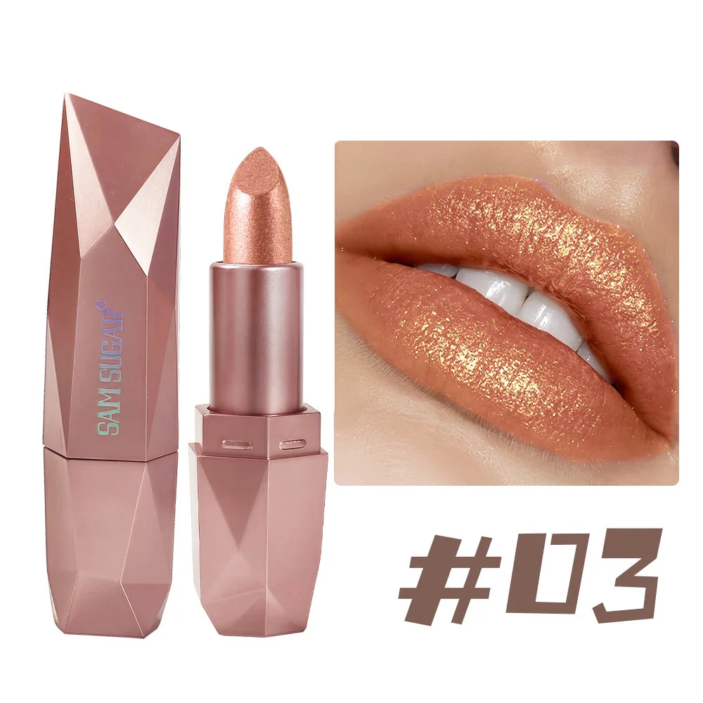 SAM SUGAR Diamond Glitter Lipstick – Metallic Pearlescent Shine
