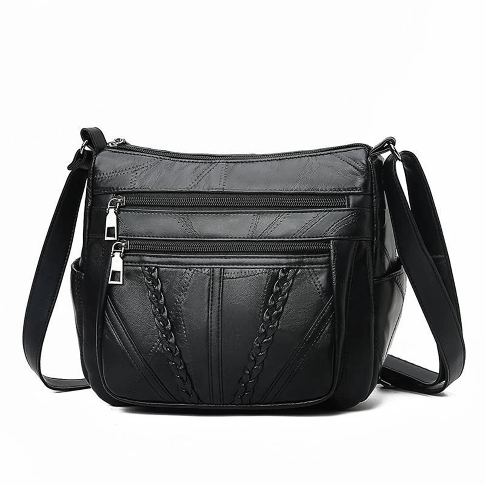 Lightweight Crossbody Shoulder Bag Mother Anti-Theft Multi-layer Bags with Zipper Closure for Pencils Textbooks Phone Tablet Peaceful Pleasures Health and Wellness black