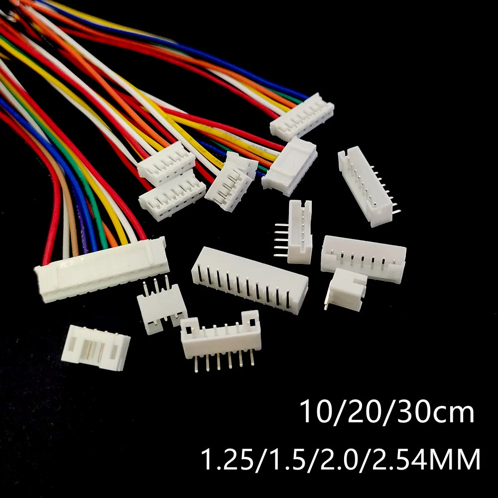 10Sets JST1.25 ZH1.5 PH2.0 XH2.54 Connector Female + Male 2/3/4/5/6/7/8/9/10/12P Plug with Cable 10/20/30cm with Bend PIN 2.54MM Peaceful Pleasures Health and Wellness