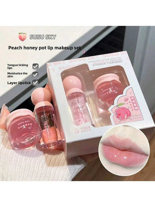 Peach Honey Lip Mask & Lip Honey Set – 24Hr Moisturizing Lip Care Set Oasis Select 9.5g