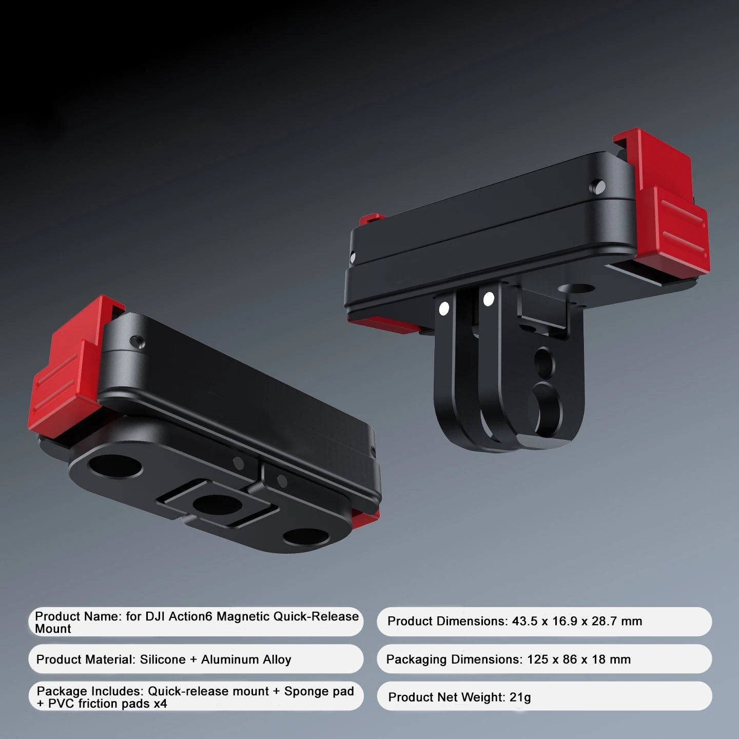 Magnetic Quick Release Mount for DJI Osmo Action 6 | Slim