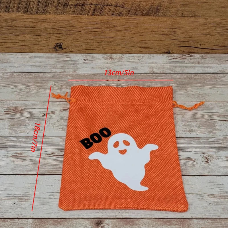 5-Pack Halloween Burlap Trick or Treat Drawstring Candy Bags