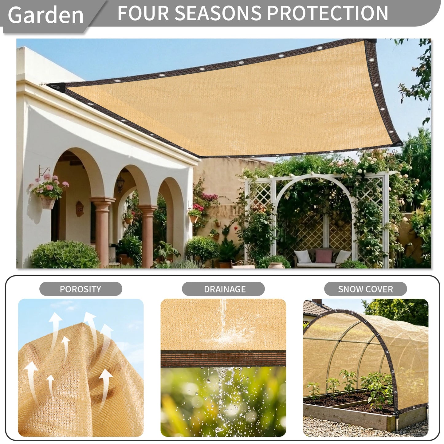 UV Sun Shade Net with Grommets | Garden & Outdoor Mesh Tarp