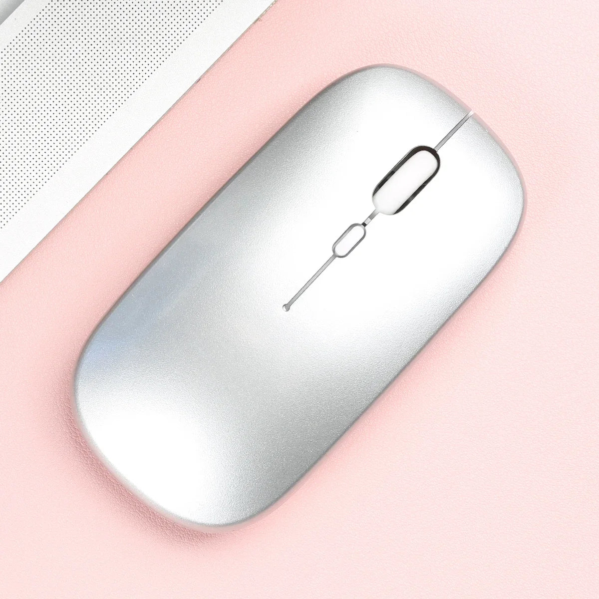 Wireless Bluetooth-compatible Mouse Portable Ergonomic Computer Mice For Laptop iPad Tablet PC Mobile Phone Office Gaming Mouse Peaceful Pleasures Health and Wellness Glossy-Silver