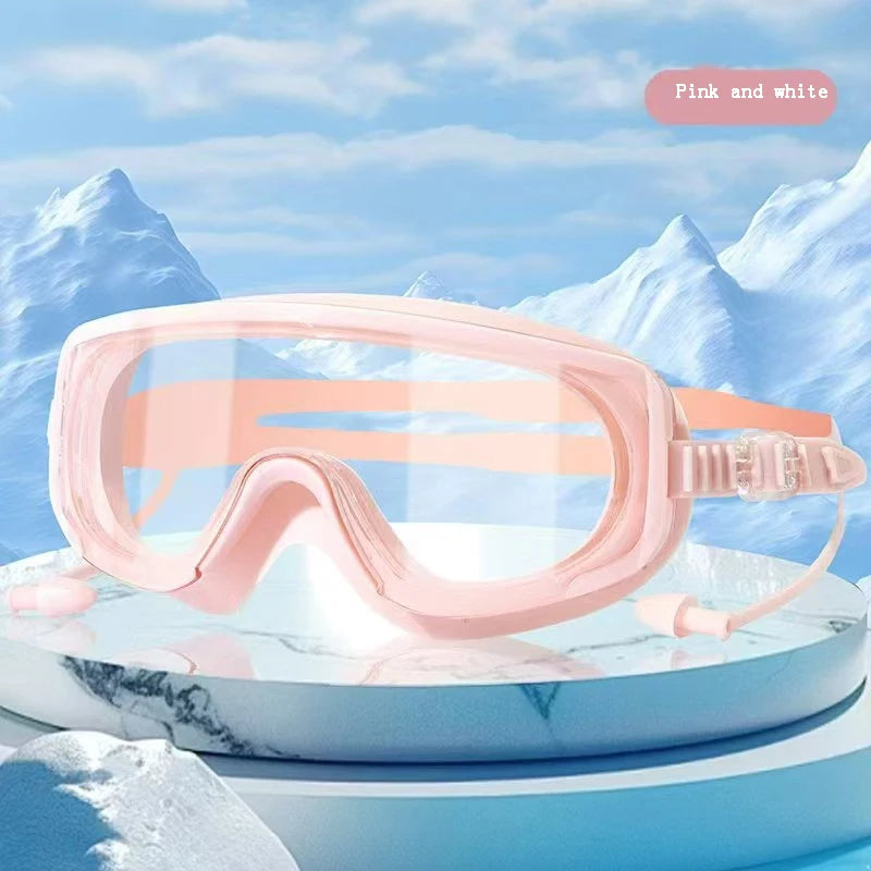 Outdoor Swimming Glasses Adult Diving Large-frame Swimming Goggles Silicone Anti-fog Colorful and High-definition Peaceful Pleasures Health and Wellness Pink
