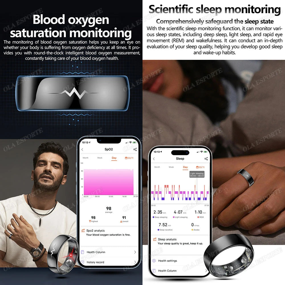 ECG Smart Health Ring | Heart Rate, SpO2 & Sleep Monitor | 5ATM