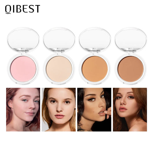 QIBEST Face Powder Oil-Control Matte Setting Powder Lasting Makeup Concealer Nude Pressed Powder Foundation Base Cosmetics New Peaceful Pleasures Health and Wellness