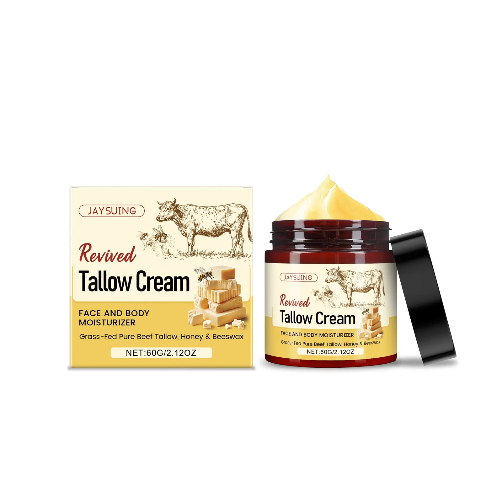 Tallow Honey Skin Moisturizing Cream Antioxidant Improve Skin Condition Repair Skin Barrier Massage Body Nourishment Body Lotion Peaceful Pleasures Health and Wellness 60g