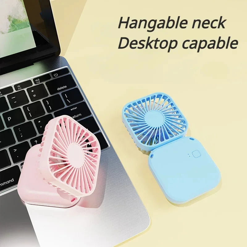 Mini Hanging Neck Fans Portable Folding USB Fans Mute Power Bank Portable Handheld Desktop Multi Function Peaceful Pleasures Health and Wellness