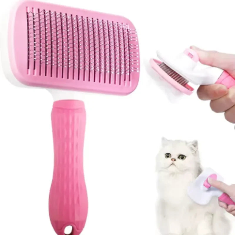 Pet Dog Brush Cat Comb Self Cleaning Pet Hair Remover Brush For Dogs Cats Grooming Tools Pets Dematting Comb Dogs Accessories Peaceful Pleasures Health and Wellness 1pc 2