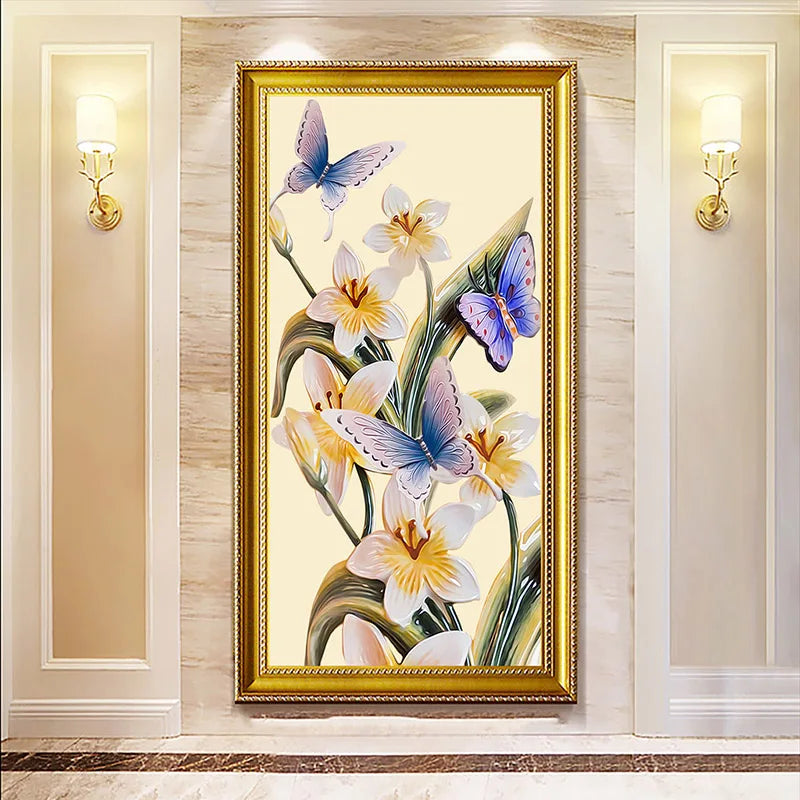 Retro Butterfly Flower Canvas Paintings Wall Art Pictures Chinese Style Vintage Poster And Prints for Living Room Aisle Decor Peaceful Pleasures Health and Wellness