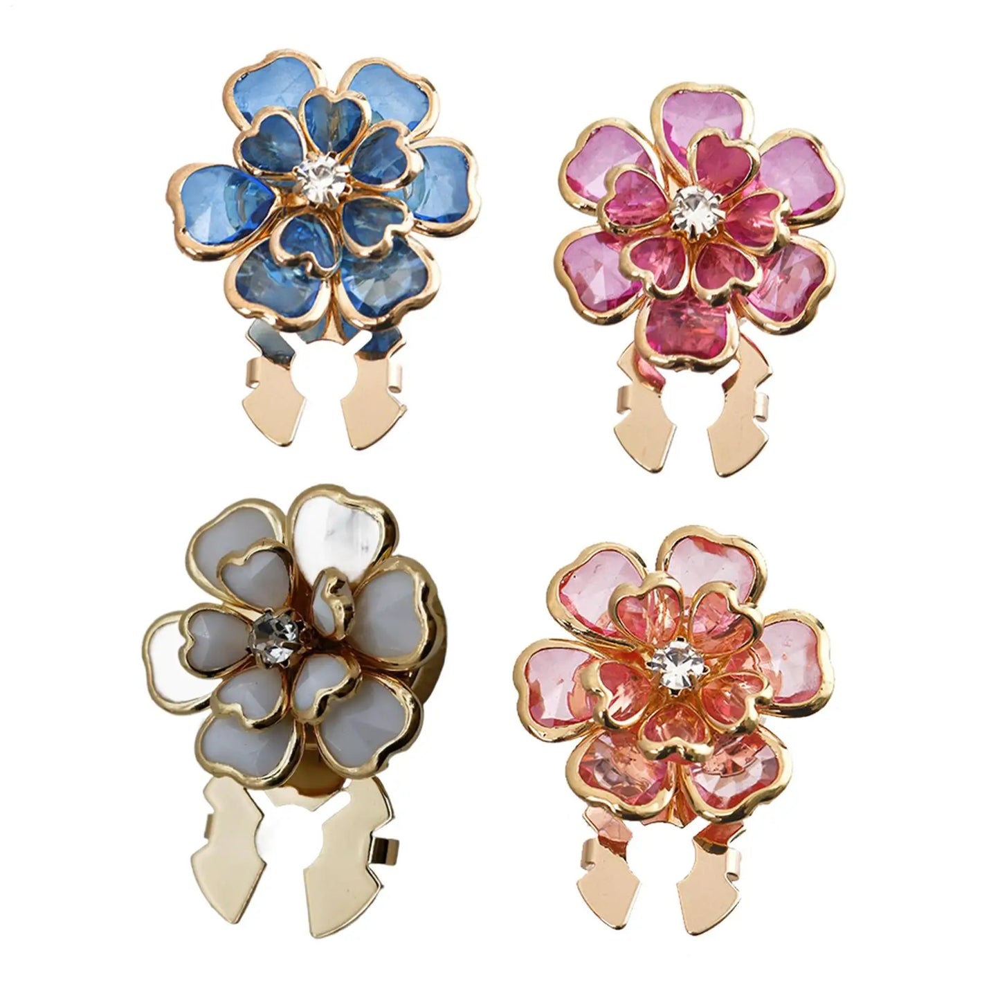 Flower Button Covers – Clip-On Rhinestone Decorative Shirt Buttons