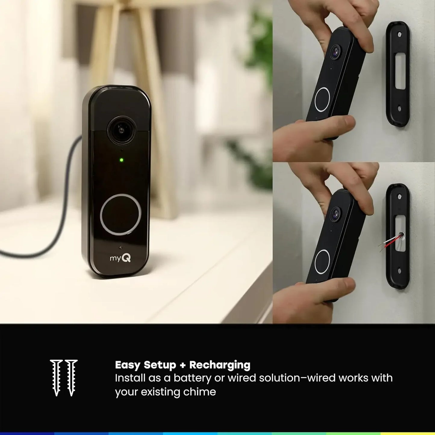 2K Video Doorbell with Color Night Vision, Motion Detection, 150° Wide View, Battery/Wired Installation Peaceful Pleasures Health and Wellness