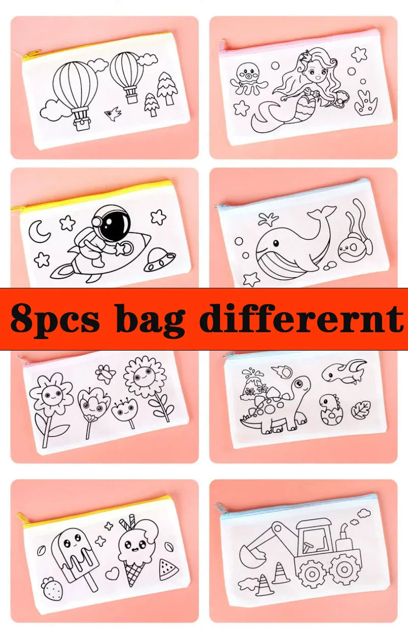 Non Woven Pen Bag DIY Coloring Stationery Kids Students Painting Toys